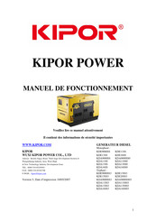 Kipor KDA9000SS03 Manuel De Fonctionnement