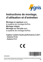 Ygnis Solerio F3-1 Instructions De Montage, D'utilisation Et D'entretien