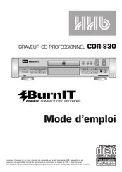 HHB BurnIT CDR-830 Mode D'emploi