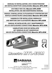 Sabiana Maestro MTL-ECM 2 Manuel D'installation, D'utilisation Et D'entretien