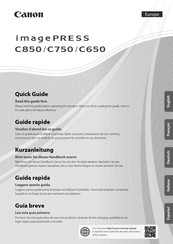 Canon imagePRESS C650 Guide Rapide