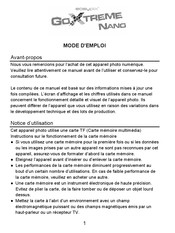 Easypix GoXtreme Nano Mode D'emploi