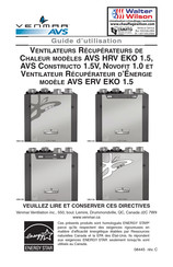 Venmar AVS ERV EKO 1.5 Guide D'utilisation