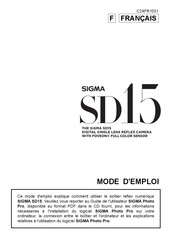 Sigma SD15 Mode D'emploi