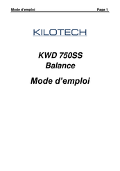 Kilotech KWD 750SS Mode D'emploi