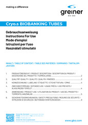 Greiner Bio-One les tubes Cryo.s pour biobanques Mode D'emploi