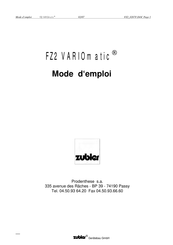 zubler FZ2 VARIOmatic Mode D'emploi