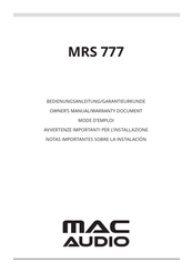 MAC Audio MRS 777 Mode D'emploi