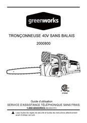 GreenWorks 2000800 Guide D'utilisation