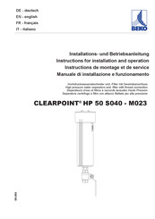 Beko CLEARPOINT HP50M022 W Instructions De Montage Et De Service
