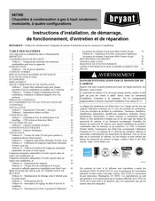 Bryant Evolution 987MB Instructions D'installation, De Démarrage, De Fonctionnement, D'entretien Et De Réparation