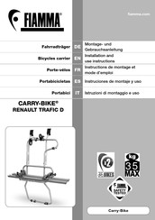 Fiamma CARRY-BIKE RENAULT TRAFIC D Instructions De Montage Et Mode D'emploi