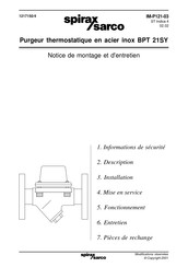 Spirax Sarco BPT 21SY Notice De Montage Et D'entretien