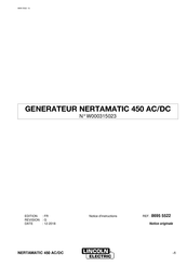Linkoln Electric NERTAMATIC 450 AC/DC Notice D'instructions