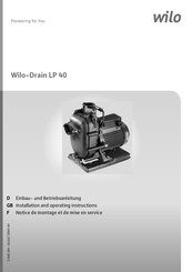 Wilo Drain LP 40 Notice De Montage Et De Mise En Service