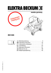 Metabo ELEKTRA BECKUM BW 600 Instructions D'utilisation