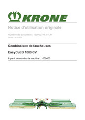 Krone EasyCut B 1000 CV Notice D'utilisation Originale