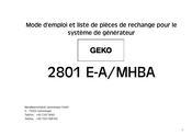 Geko 2801 E-A/MHBA Mode D'emploi Et Liste Des Pièces Détachées