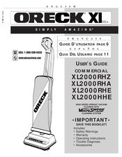 Oreck XL2000RHE Guide D'utilisation
