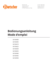 Bartscher 66104630 Mode D'emploi