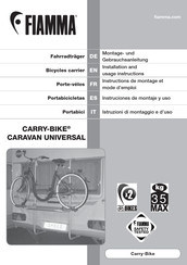 Fiamma CARRY-BIKE CARAVAN UNIVERSAL Instructions De Montage Et Mode D'emploi