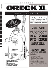 Oreck XL dutchTech DTX 1200A Guide D'utilisation