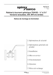 Spirax Sarco TSA10S Notice De Montage Et D'entretien