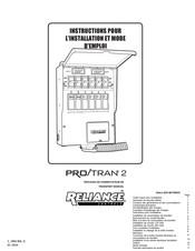 Reliance Controls PRO/TRAN 2 304 Instructions Pour L'installation Et Mode D'emploi