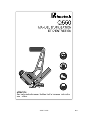 primatech Q550 Manuel D'utilisation Et D'entretien