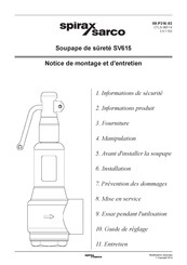 Spirax Sarco SV615 Notice De Montage Et D'entretien