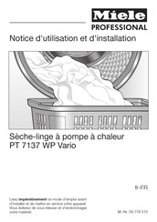 Miele professional PT 7137 WP Vario Notice D'utilisation Et D'installation