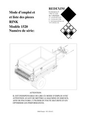 Redexim RINK 1520 Mode D'emploi Et Liste Des Pièces Détachées