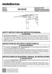 Metabo DV 20VD Instructions De Sécurité Et Mode D'emploi