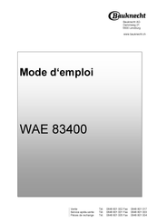 Bauknecht WAE 83400 Mode D'emploi
