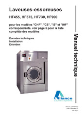 Alliance Laundry Systems HF900 Manuel Technique