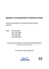 Orcon HRC 300 4BP Manuel D'utilisateur Et D'installation