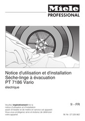 Miele Professional PT 7186 Vario Notice D'utilisation Et D'installation