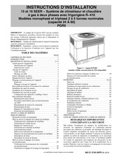 International comfort products PGR5 Instructions D'installation