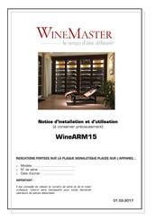 Wine Master WineARM15 Notice D'installation Et D'utilisation