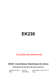 Elster EK230 Instructions De Service