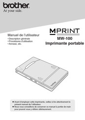 Brother MPRINT MW-100 Manuel De L'utilisateur