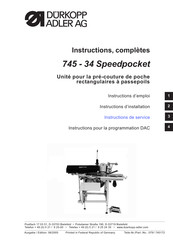 Dürkopp Adler 745-34 Speedpocket Instructions D'emploi
