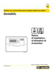 REMEHA ZentaSOL Notice D'installation, D'utilisation Et D'entretien