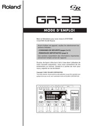 Roland GR-33 Mode D'emploi