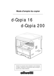 Olivetti d-Copia 200 Mode D'emploi