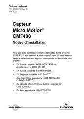 Emerson Micro Motion CMF400 Notice D'installation
