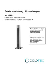 Coldtec 100450 Mode D'emploi