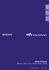 Sony WALKMAN NW-E015 Mode D'emploi
