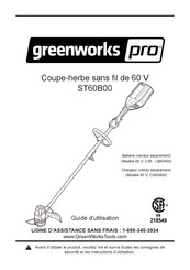 GreenWorks Pro ST60B00 Guide D'utilisation