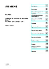 Siemens SIMATIC BATCH V8.0 SP1 Manuel D'utilisation